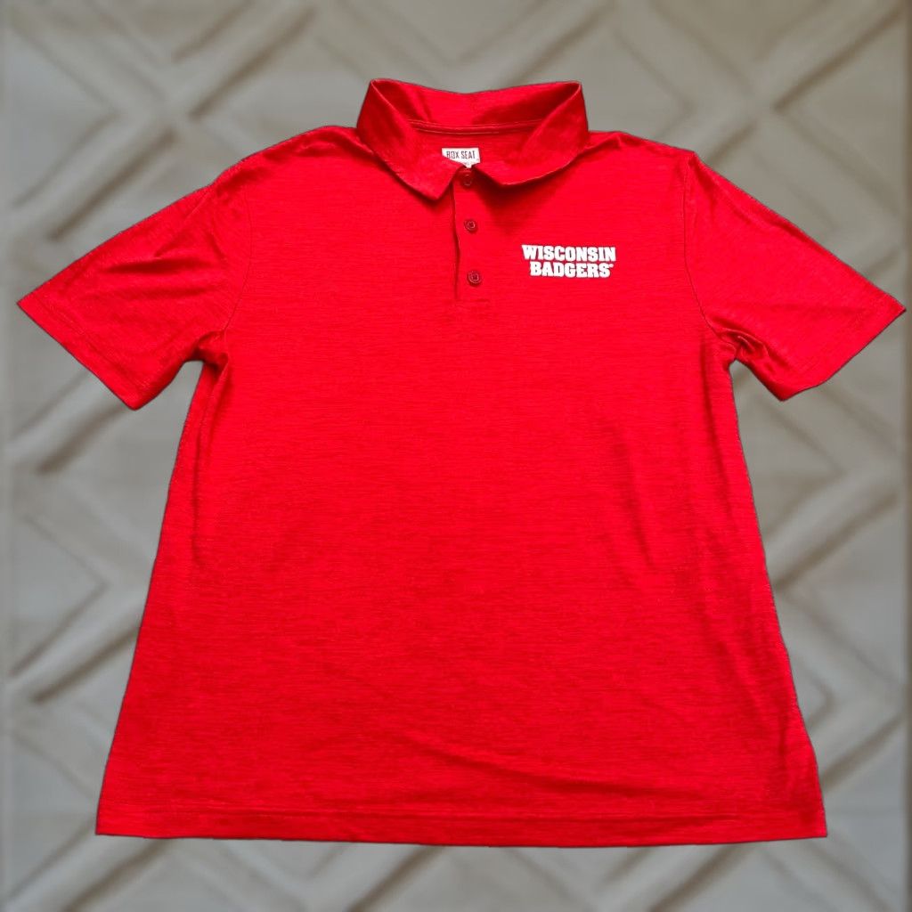 Vintage Box Seat Polo Shirt Mens Medium Red UW Badgers University Shirt Polo Size US M / EU 48-50 / 2 - 1 Thumbnail