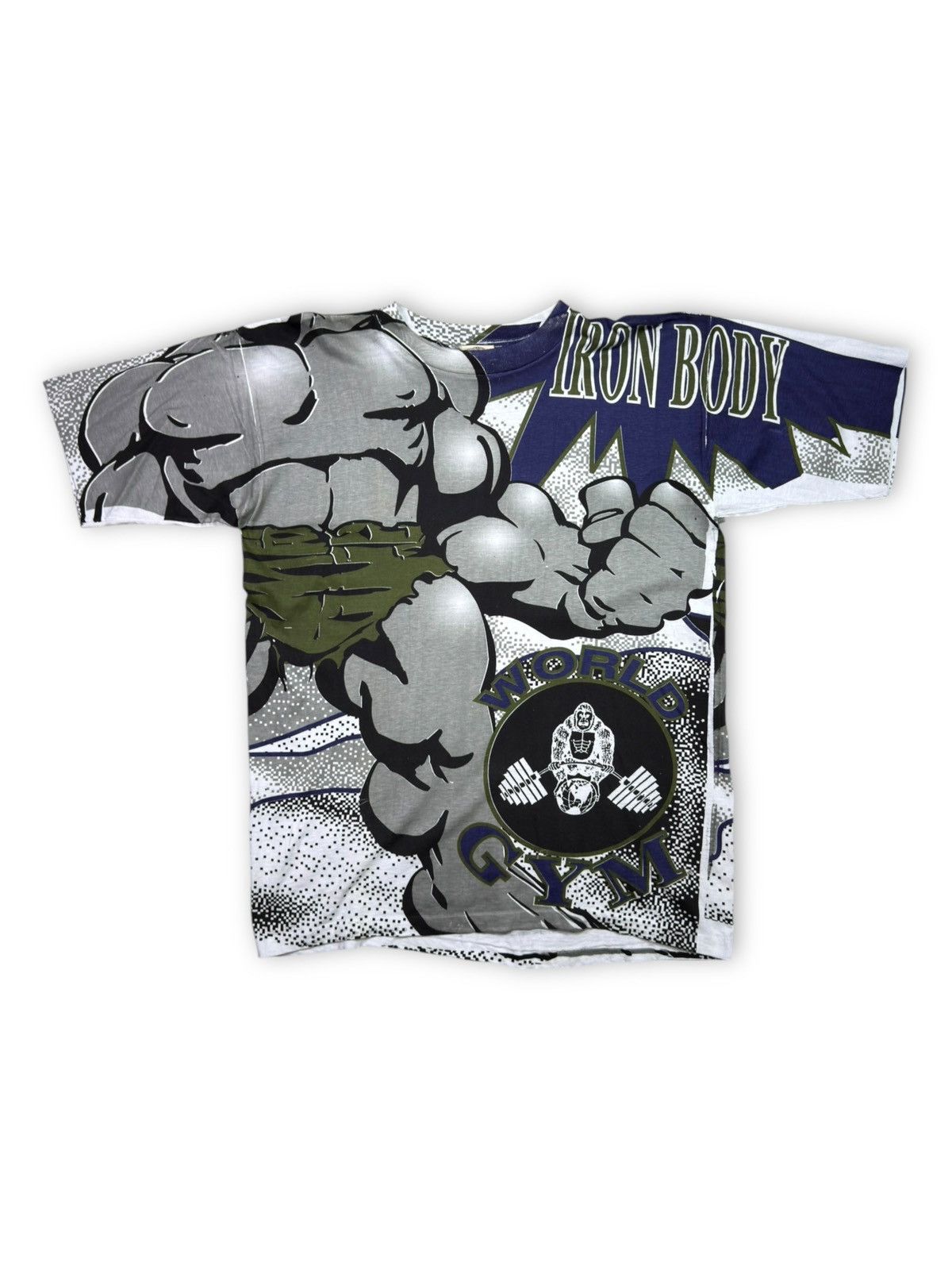 Other *RARE* VINTAGE 90s WORLD GYM AOP TEE IRON BODY Size US L / EU 52-54 / 3 - 1 Thumbnail