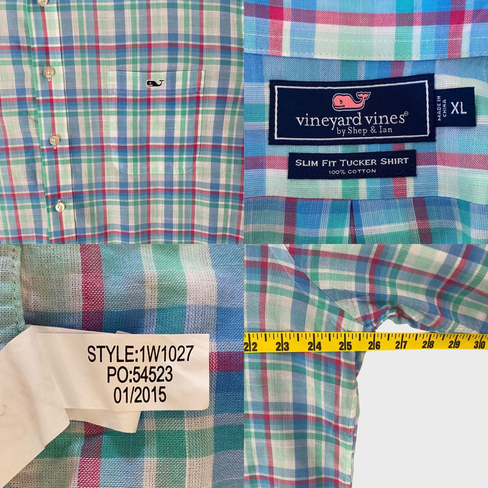 Vineyard Vines Vineyard Vines Tucker Shirt Slim Fit Blue Plaid Long-Sleeve Button-Down XL Men Size US XL / EU 56 / 4 - 8 Thumbnail