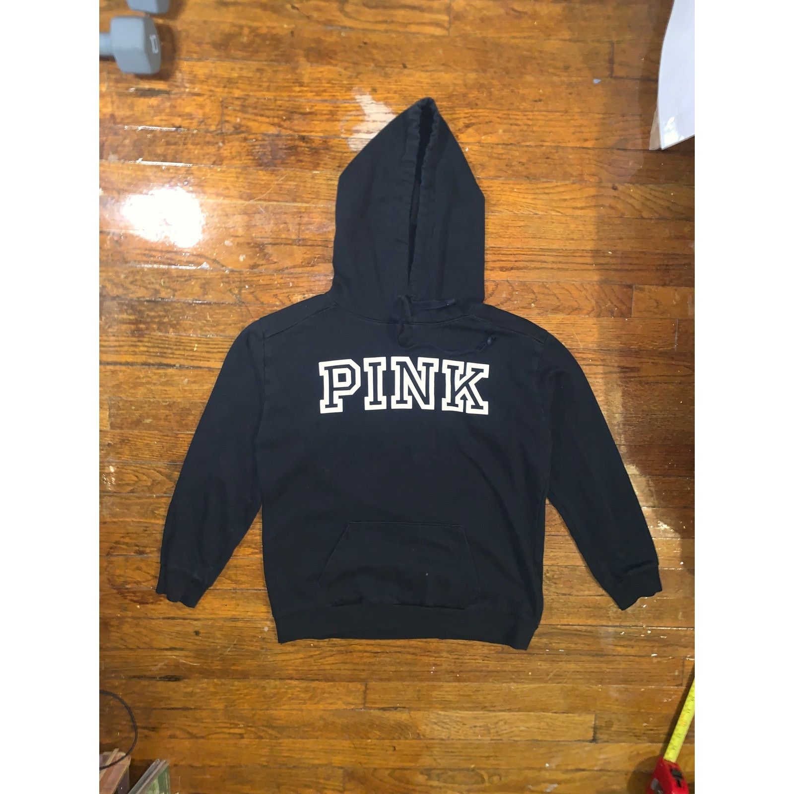 Victoria's Secret Victoria's Secret PINK Hoodie Small Black Y2K Logo Pullover Size S / US 4 / IT 40 - 1 Thumbnail