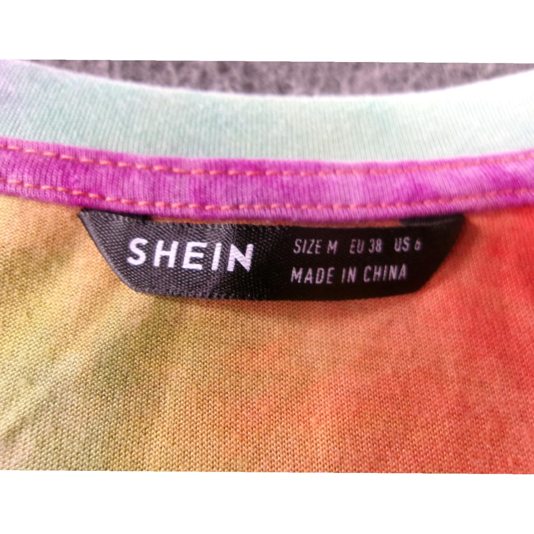 Shein Shein Mini Dress Womens Large Multicolor Tie Dye V-Neck Short Sleeve Bohemian Summer Festive Size L / US 10 / IT 46 - 6 Thumbnail