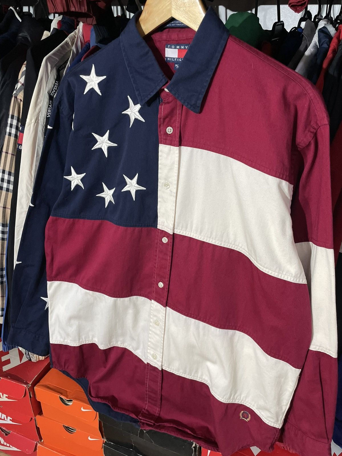 Tommy Hilfiger × Vintage Polo T-shirt Tommy Hilfiger Big Flag 90’s Vintage Size US L / EU 52-54 / 3 - 3 Thumbnail