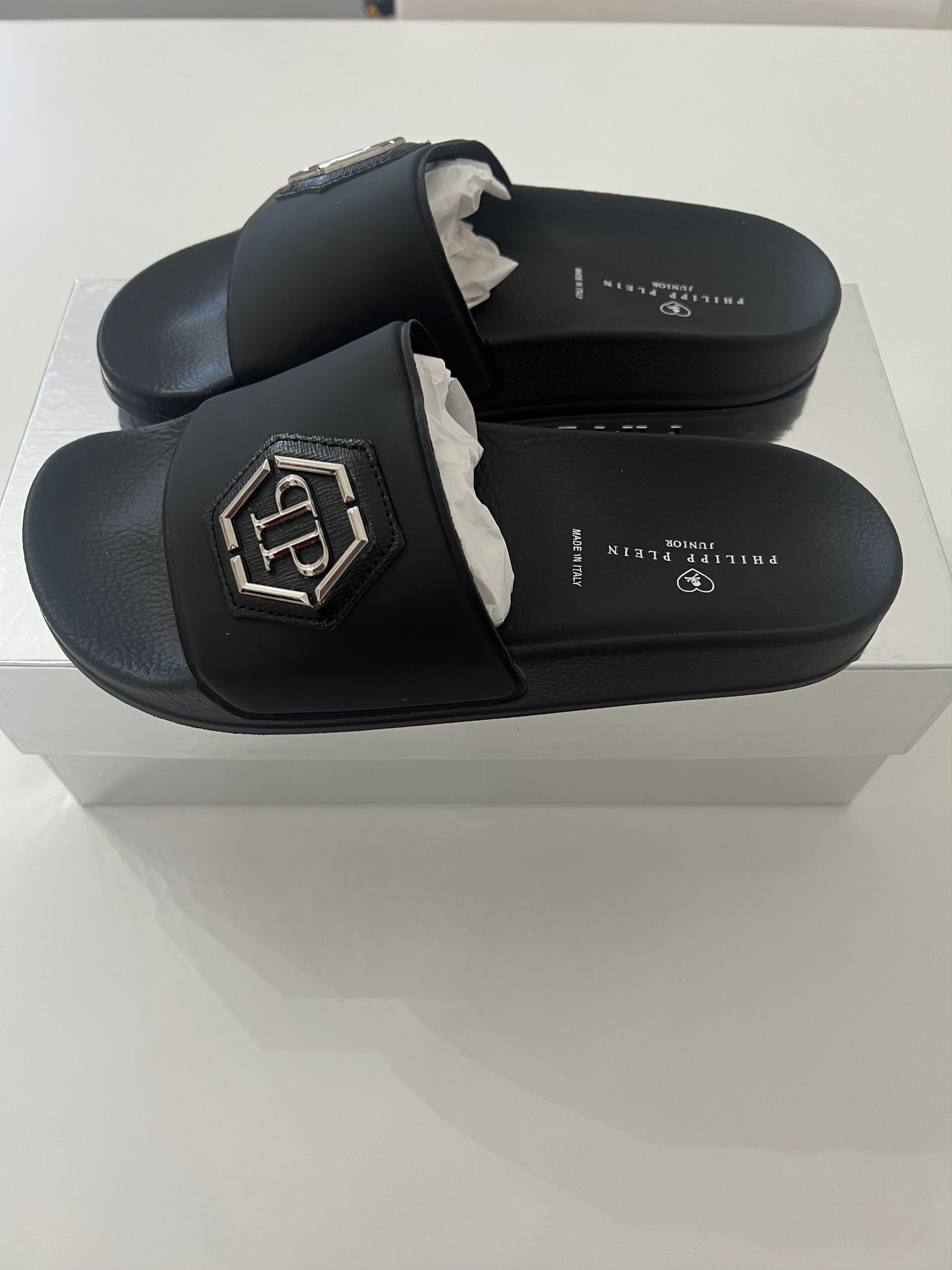 Philipp Plein Philipp Plein - Slides Sandals with Logo Plaque, Size 39 EU Size US 9 / IT 39 - 3 Thumbnail