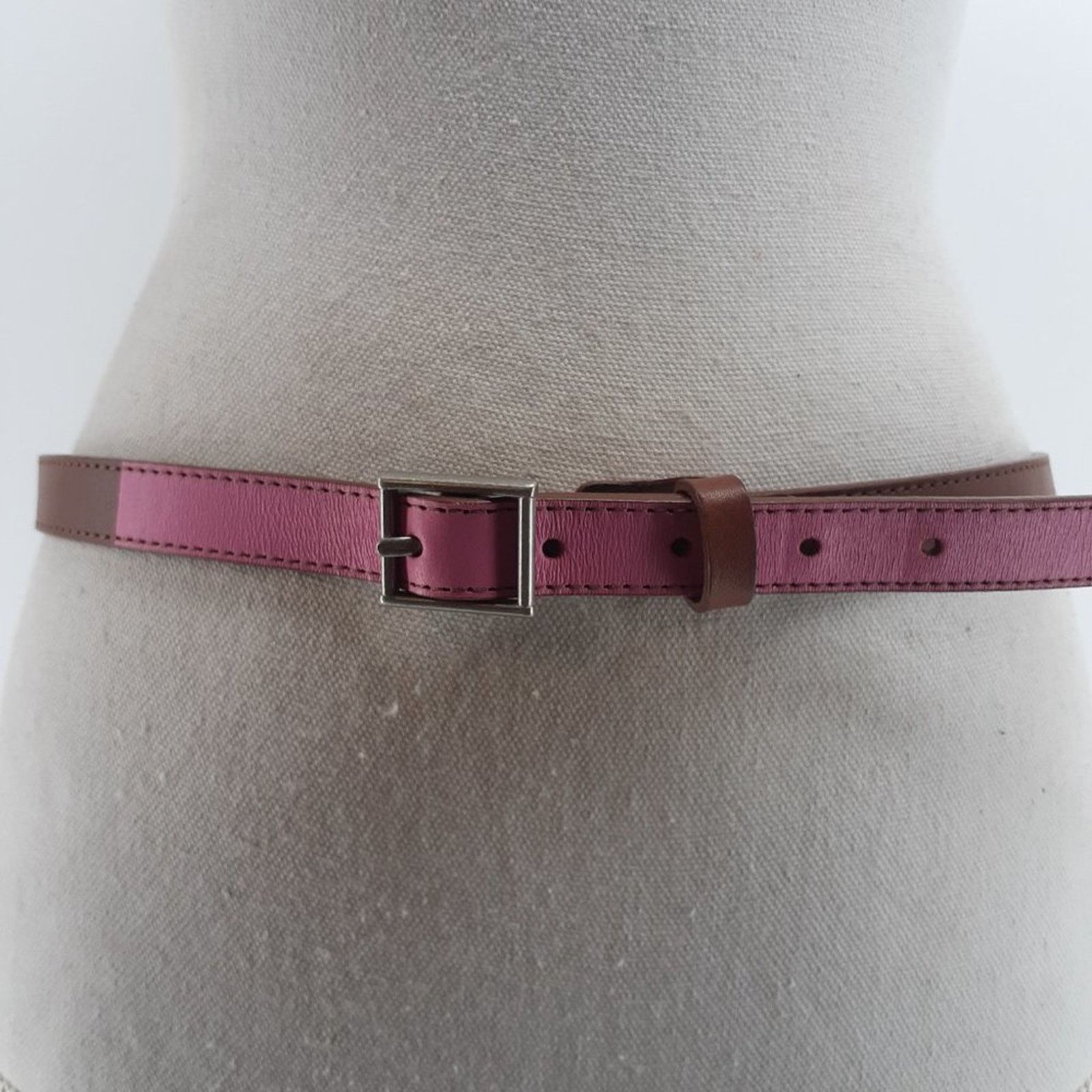 Gap Gap Women Size Small Belt Skinny Two Tone Brown Pink Leather Size ONE SIZE - 11 Thumbnail