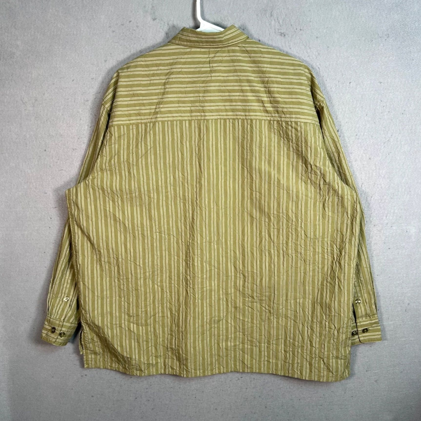 Olive VINTAGE Standard Cloth Mens XS Olive Green Striped Long Sleeve Button-Up Shirt Size XS / US 0-2 / IT 36-38 - 2 Thumbnail