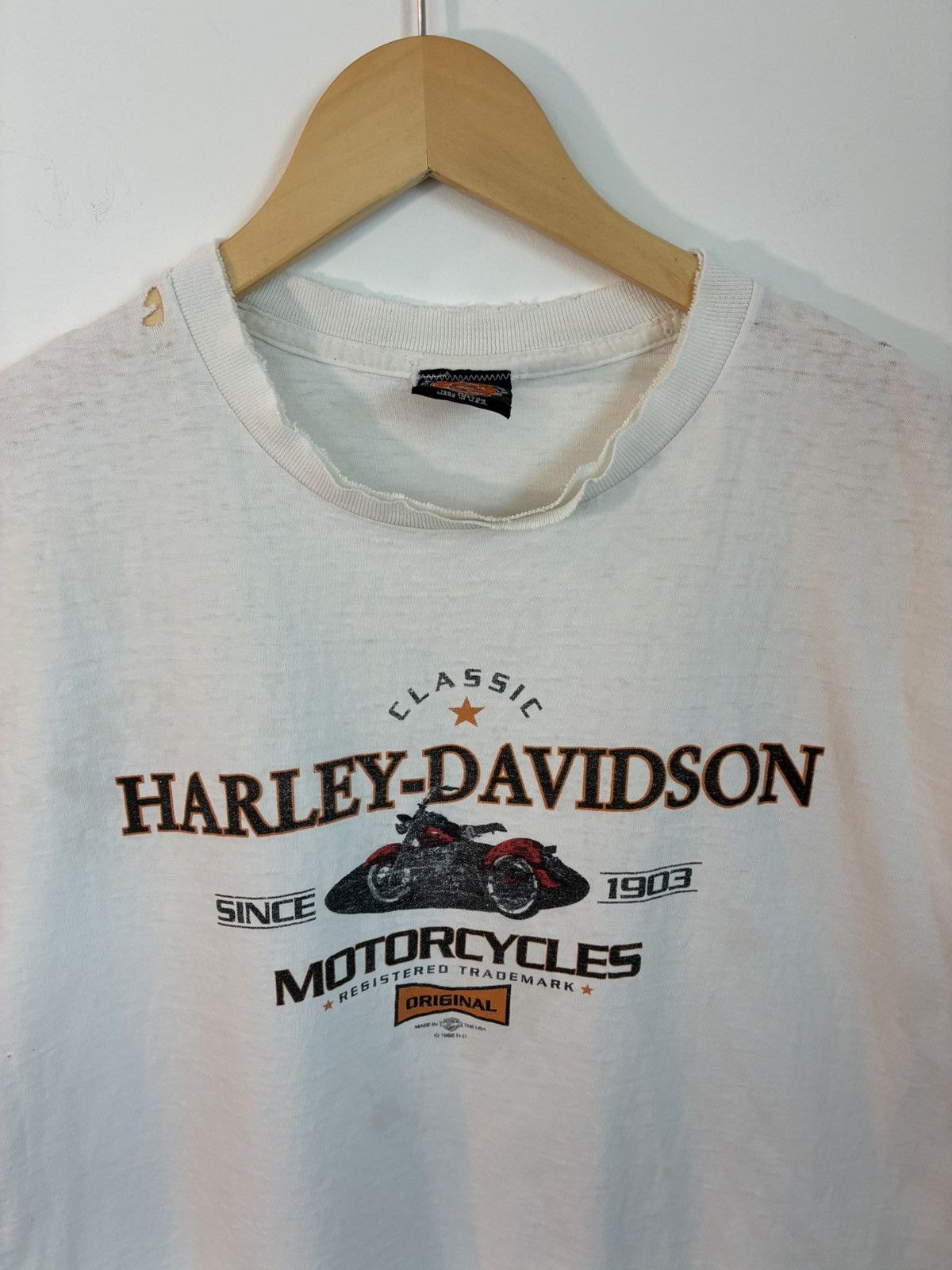Harley Davidson Thrashed Vintage 90s Faded Harley Davidson Cut Off Size US XL / EU 56 / 4 - 4 Thumbnail