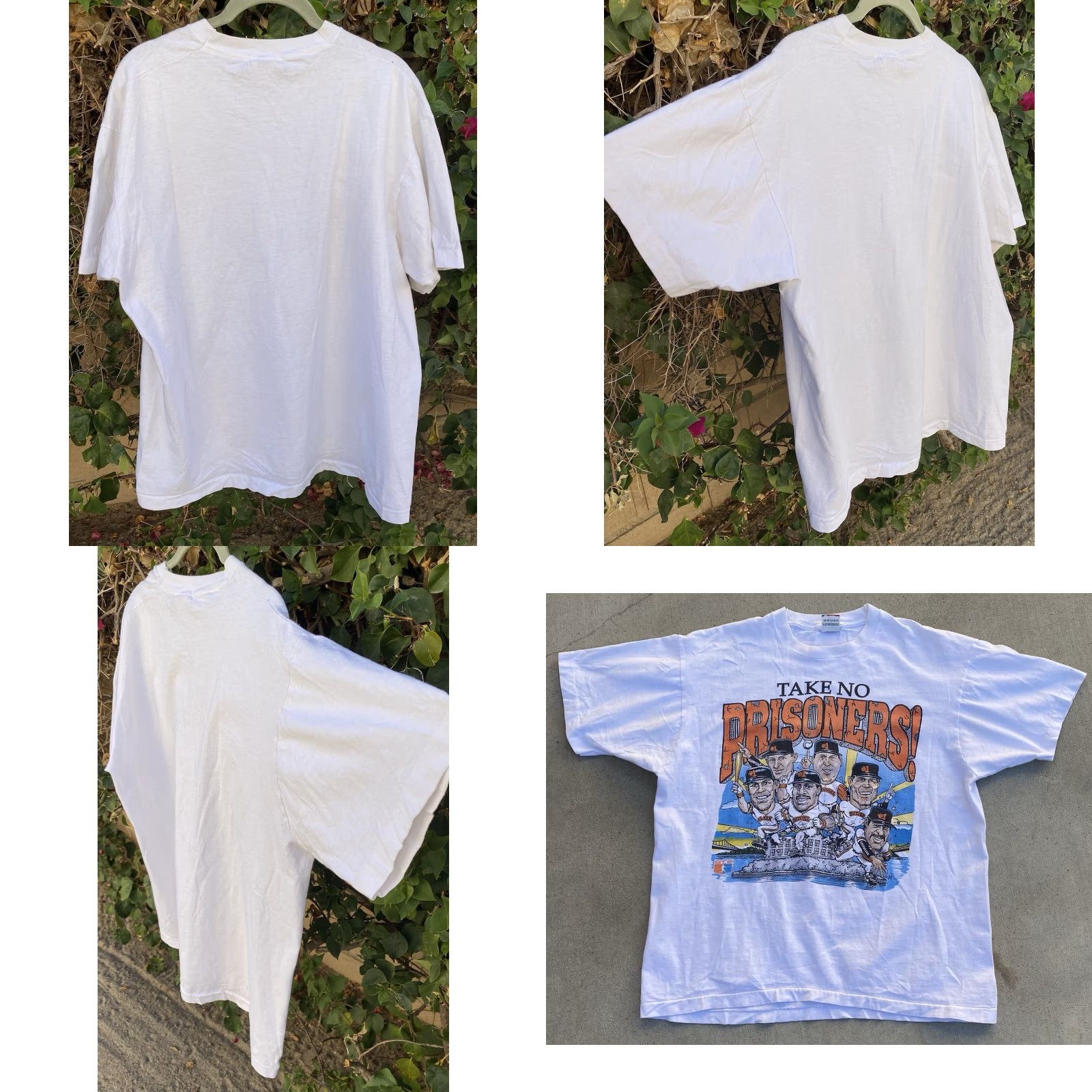 Fruit Of The Loom VINTAGE Fruit of the Loom T-Shirt San Francisco Giants Caricature White XL Mens Short Sleeve Graphic Print Sports California 1980s 1990s Size US XL / EU 56 / 4 - 10 Thumbnail