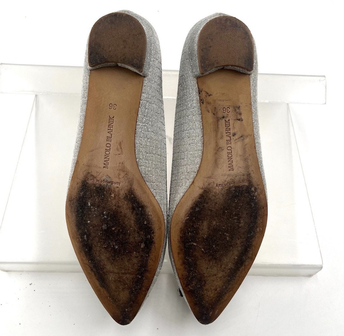 Manolo Blahnik Manolo Blahnik/MB Silver Thread Square Buckle Flats K12 Size US 6 / IT 36 - 6 Thumbnail