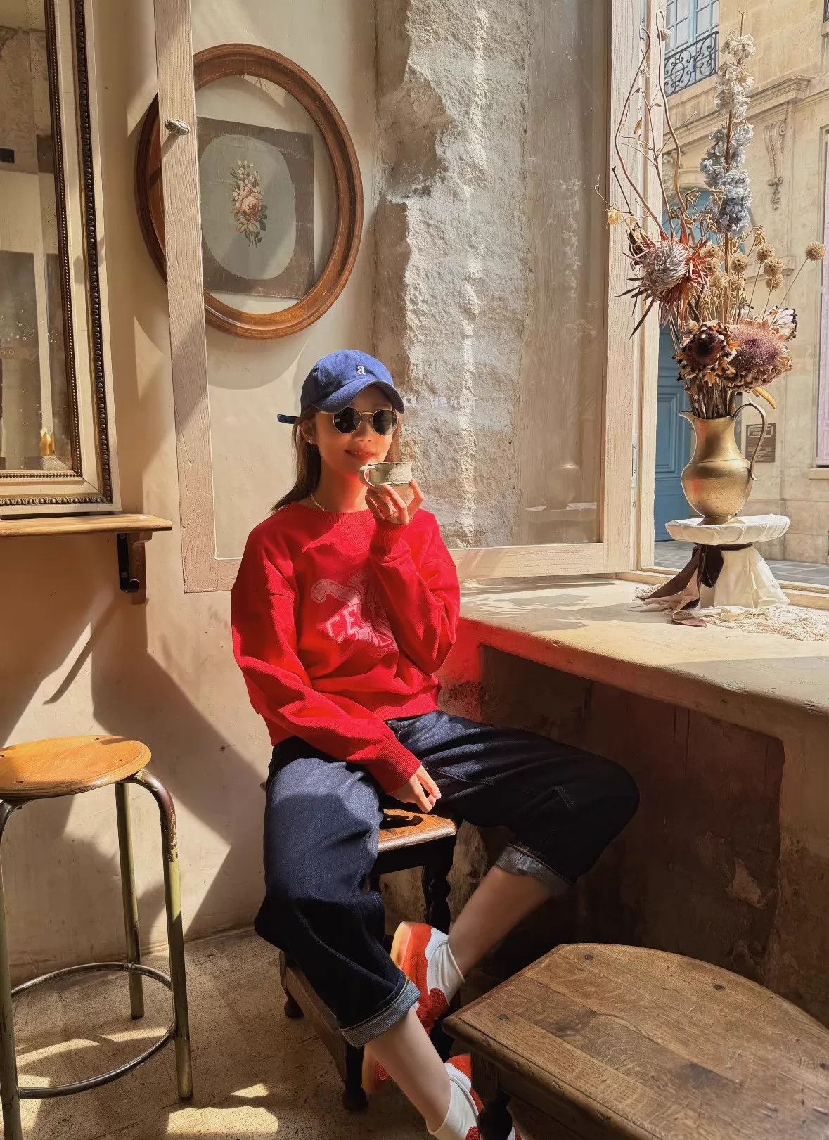 Celine Celine Berry Red Triomphe Logo Crewneck M Deadstock Size M / US 6-8 / IT 42-44 - 7 Thumbnail