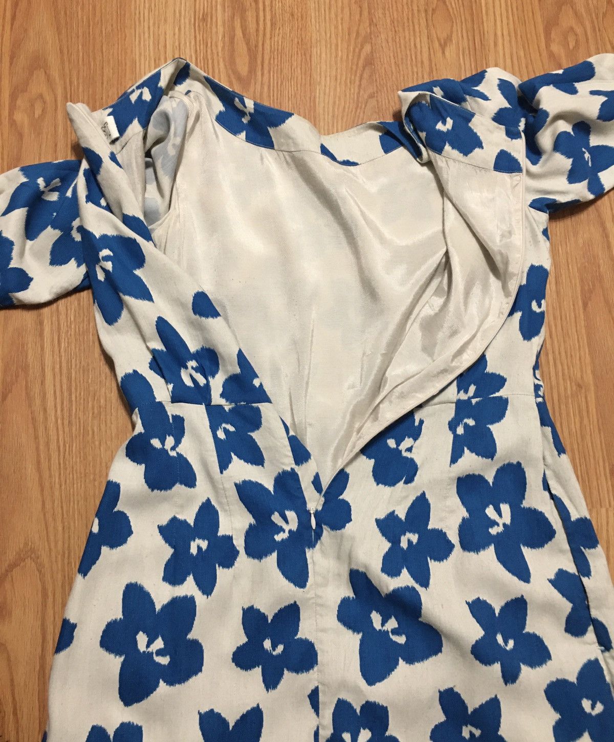 Designer TOAST England Linen Blend Flower Print Dress Size UK 14 Size L / US 10 / IT 46 - 6 Thumbnail