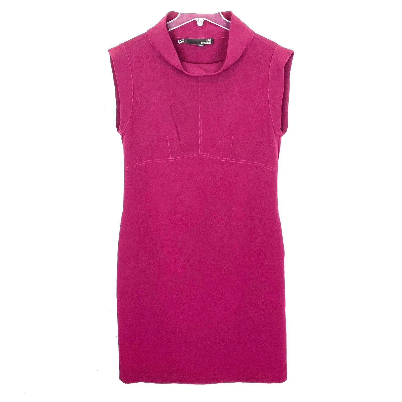 Love Moschino Cowl Neck Sleeveless Sheath Dress Pink Size 12
