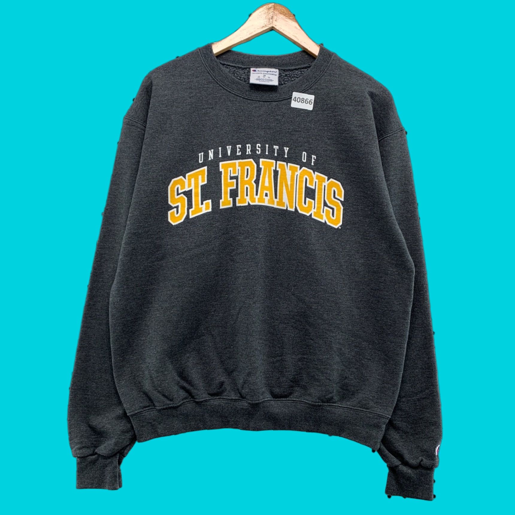 Champion VINTAGE Champion University Crewneck Sweatshirt Mens Medium Gray Graphic Print Pullover 90s Size US M / EU 48-50 / 2 - 1 Thumbnail