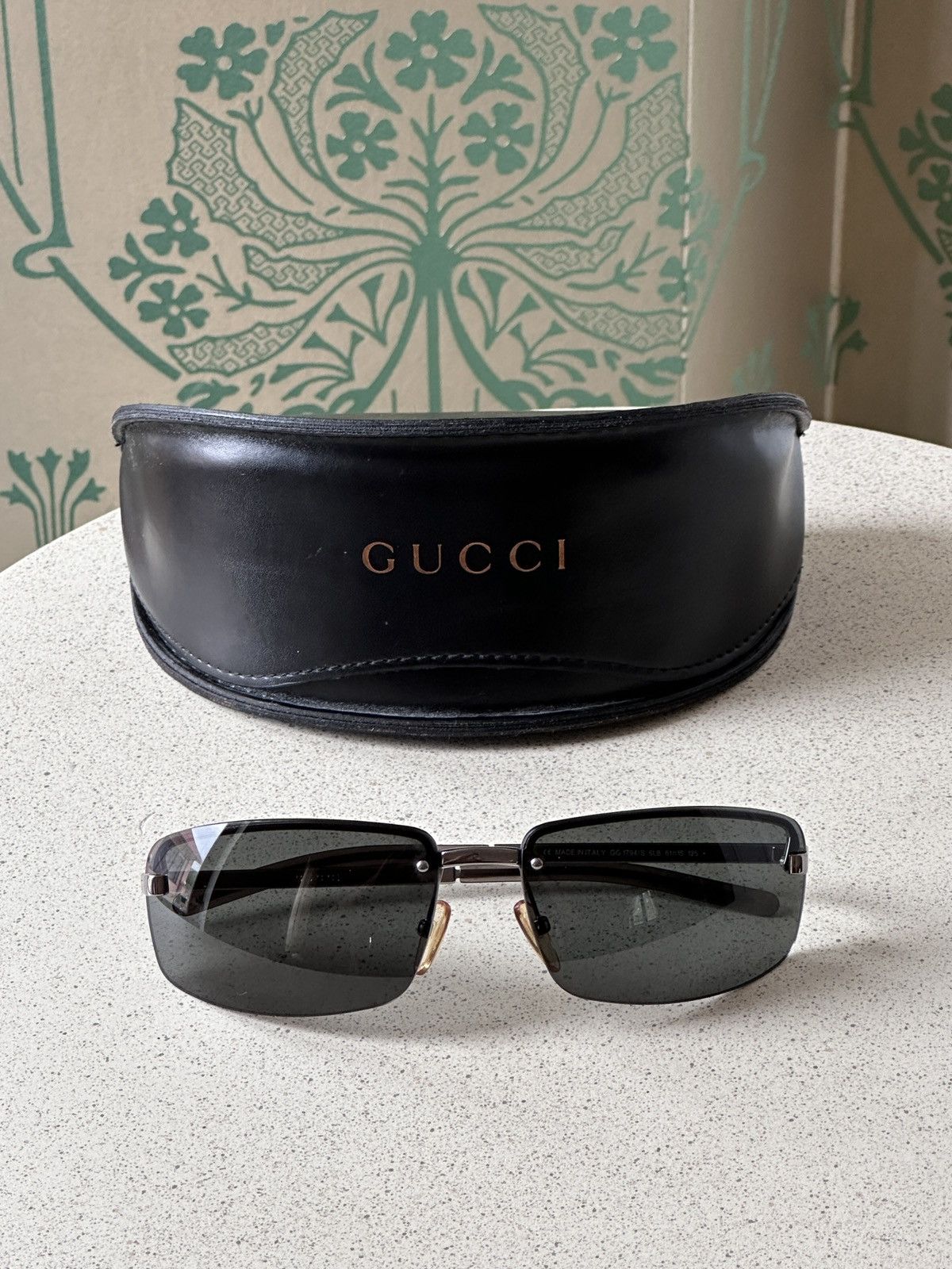 GUCCI Rimless Dark Mens Sunglasses GG Logo 1794/S Y2K
