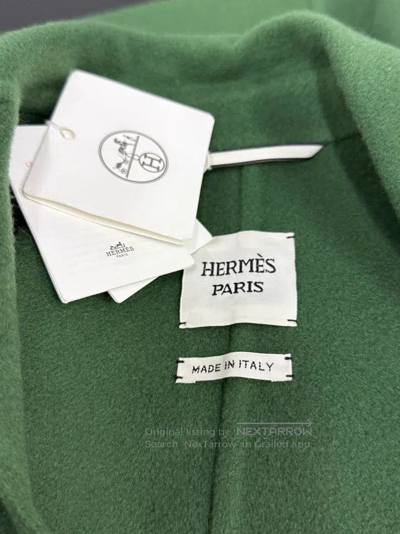 Hermes Hermes Green Cashmere Coat Size XXS / US 00 / IT 34 - 4 Thumbnail