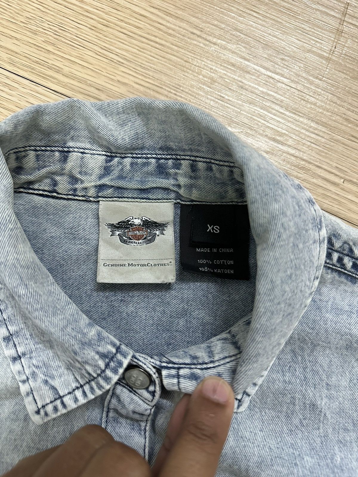 Beauty Beast × Harley Davidson × Vintage Rare Harley Davidson Stone Button Washed Denim Shirt Size XS / US 0-2 / IT 36-38 - 5 Thumbnail