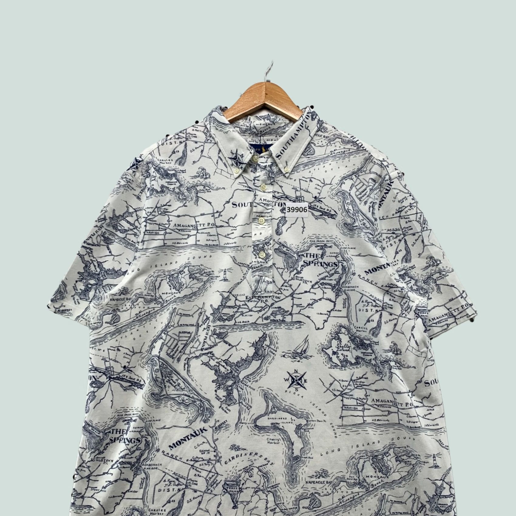 Ralph Lauren VINTAGE Ralph Lauren Shirt Mens XL White Collared Polo Hampton All Over Print 5x28 Size US XL / EU 56 / 4 - 1 Thumbnail