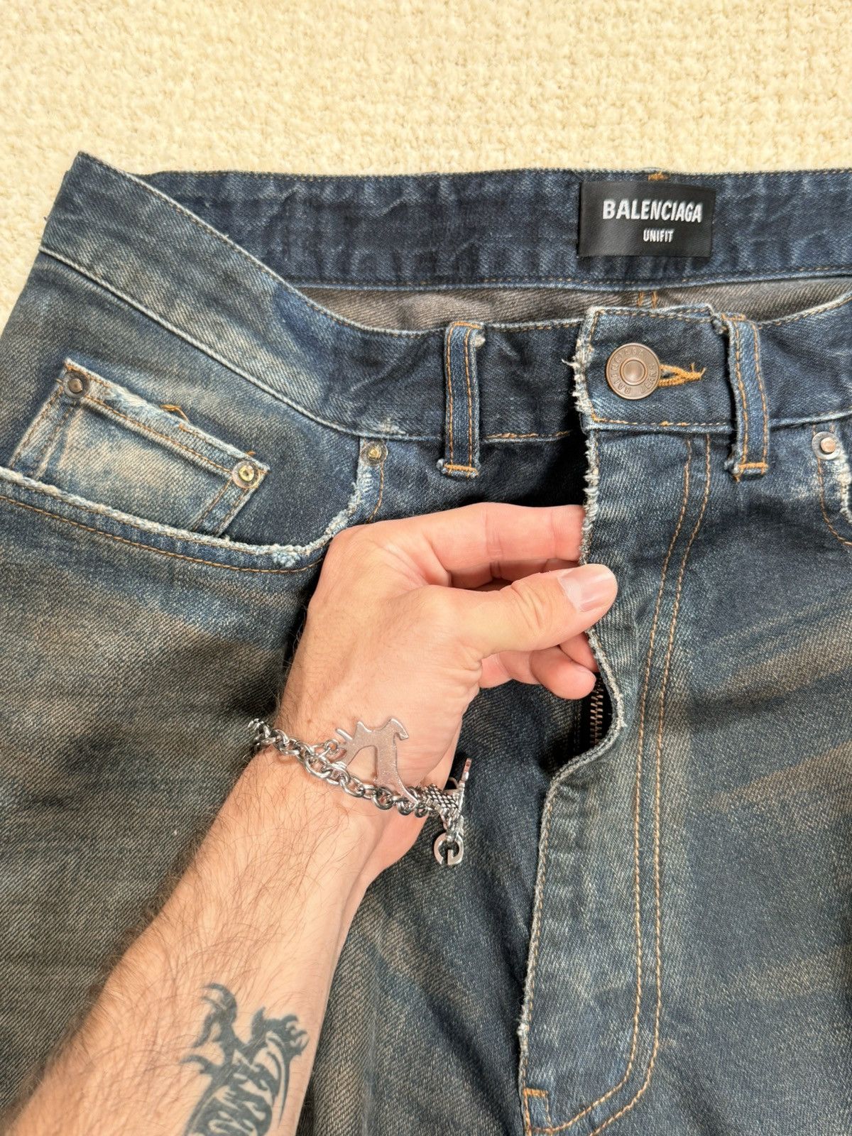 Balenciaga Balenciaga Skater Pant Dirty Dark Blue Denim Prototype Size US 30 / EU 46 - 3 Thumbnail