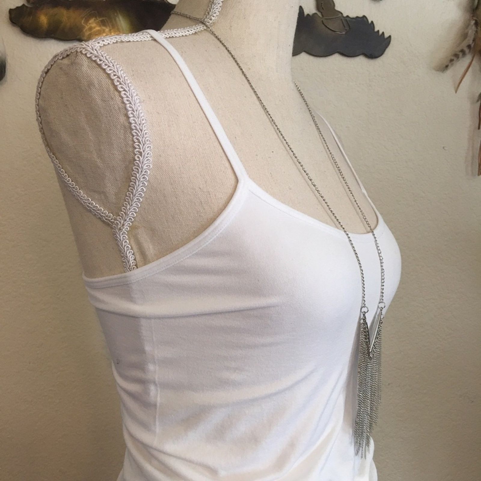 Jewelry Silver tone v shape tassel chain necklace Size ONE SIZE - 4 Thumbnail