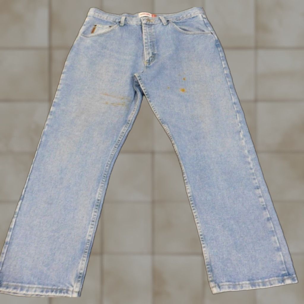 Wrangler Wrangler Jeans Mens 36x29 Blue Premium Wash Straight Vintage MGW20 Workwear Size US 36 / EU 52 - 1 Thumbnail
