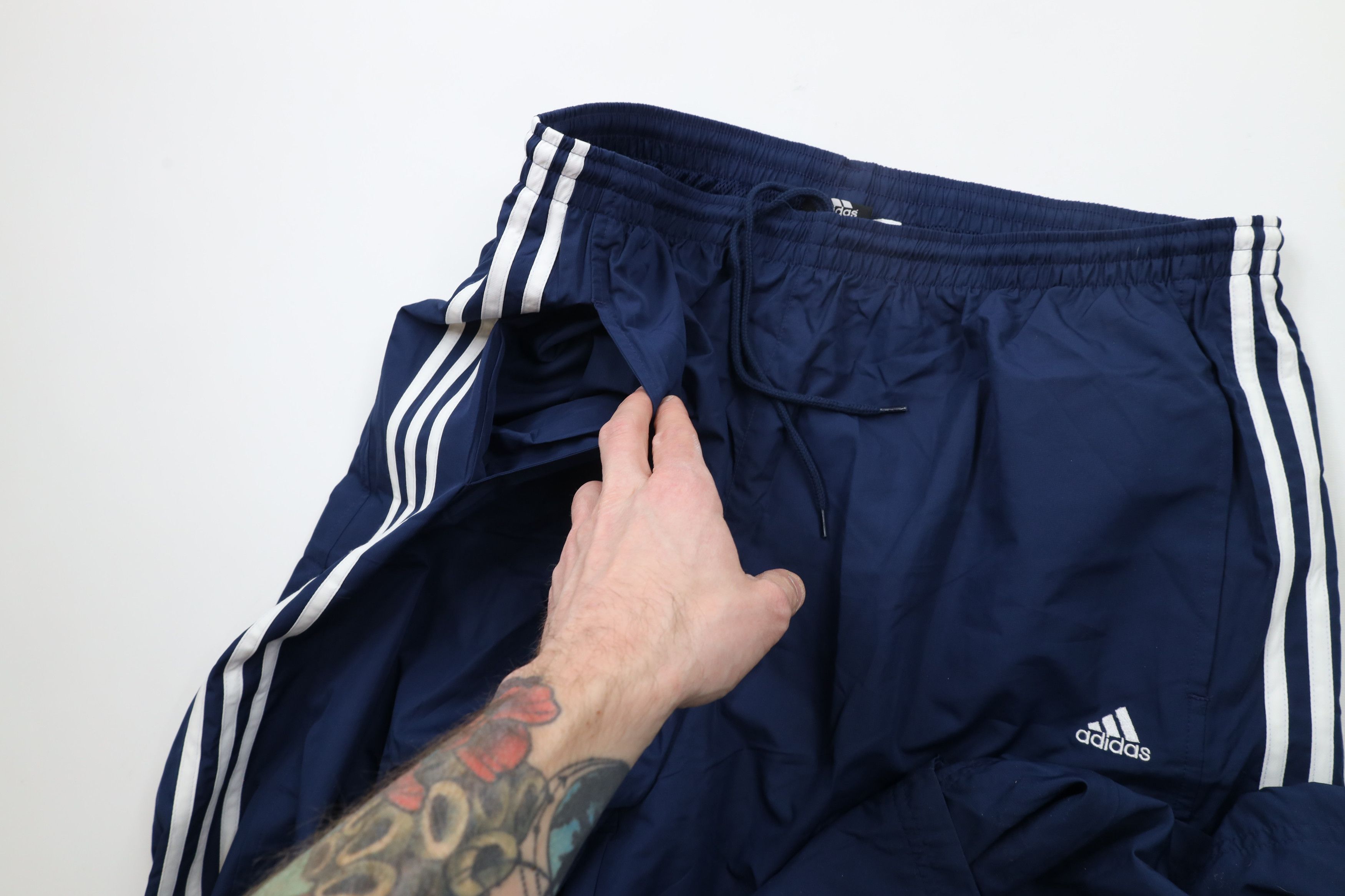 Adidas × Vintage Vintage Y2K 2004 Adidas Striped Lined Wide Leg Pants Blue Size US 40 / EU 56 - 7 Thumbnail
