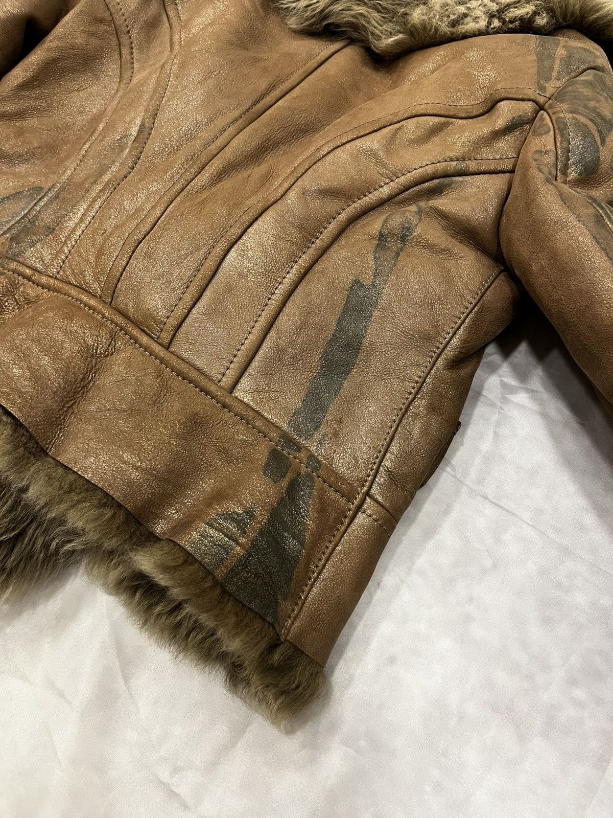 John Galliano Galliano FW2008 Sheepskin Leather Fur Jacket Size L / US 10 / IT 46 - 12 Thumbnail