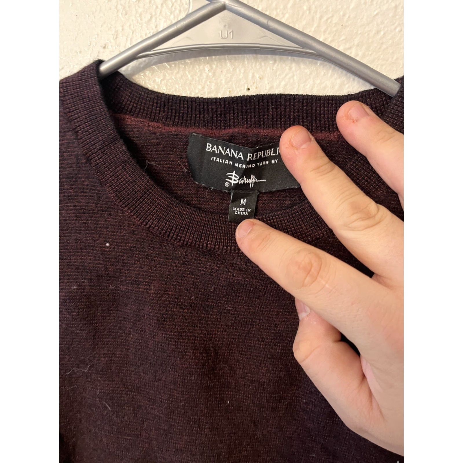 Banana Republic Banana Republic Baruffa Fine Italian Wool Sweater Men M Maroon Pullover Knit Regular Long Sleeve Round Neck Size US M / EU 48-50 / 2 - 3 Thumbnail
