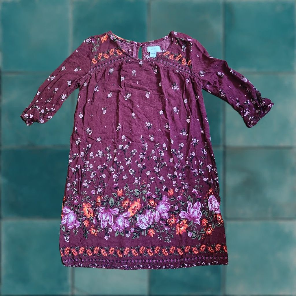 Old Navy Old Navy Dress Womens Junior Burgundy Floral 3/4 Sleeve Long L Red  Pattern Floral Casual Travel Summer Spring Fall Womens | Grailed