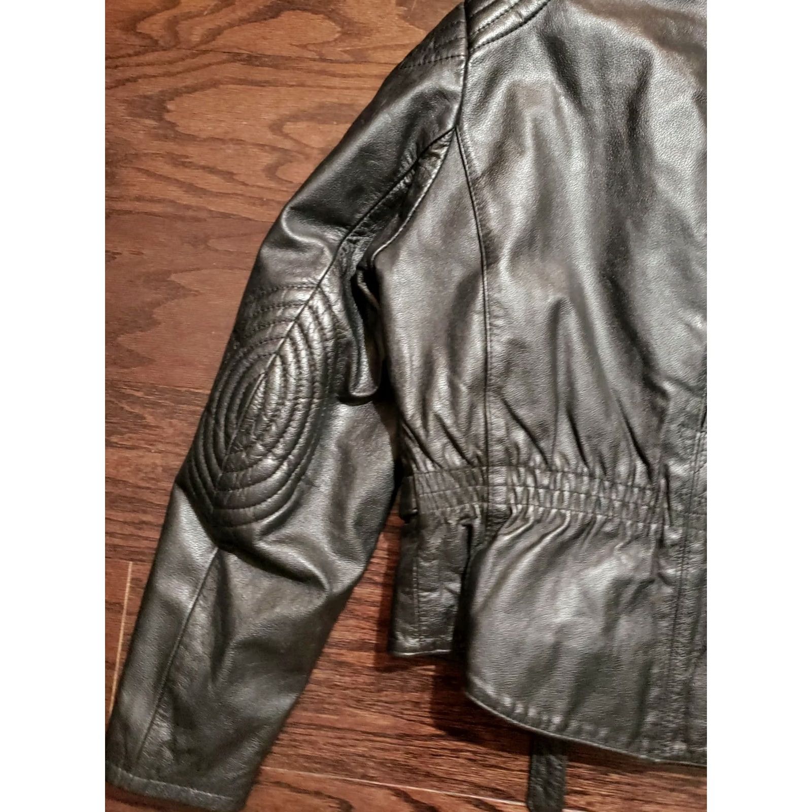 Ben Sherman VINTAGE Bermans Leather Bomber Jacket Women's 12 Black Cafe Racer Motorcycle Style Bomber Jacket Womens Size XL / US 12-14 / IT 48-50 - 7 Thumbnail