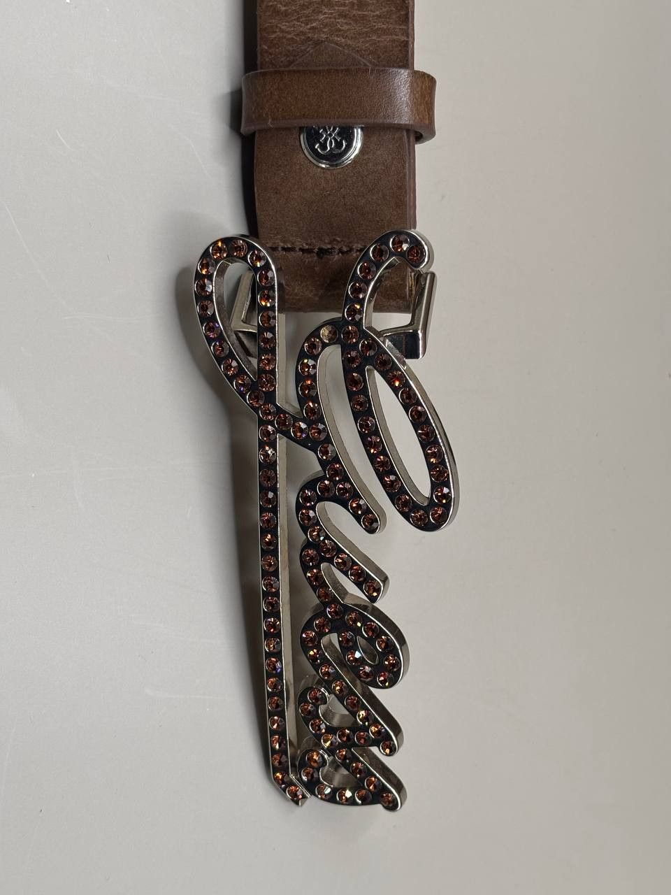 Guess GUESS Brown Leather Rhinestone Logo Belt Size S Size ONE SIZE - 7 Thumbnail