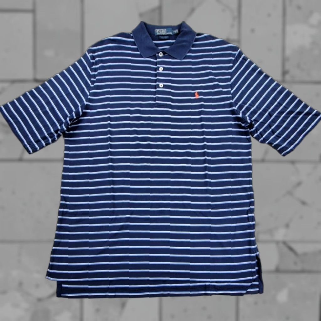 Ralph Lauren Ralph Lauren Polo Shirt M Blue Stripe Short Sleeve Men Polo Shirt Regular Fit Blue Navy Pony 50s 60s Inspired Size US M / EU 48-50 / 2 - 1 Thumbnail