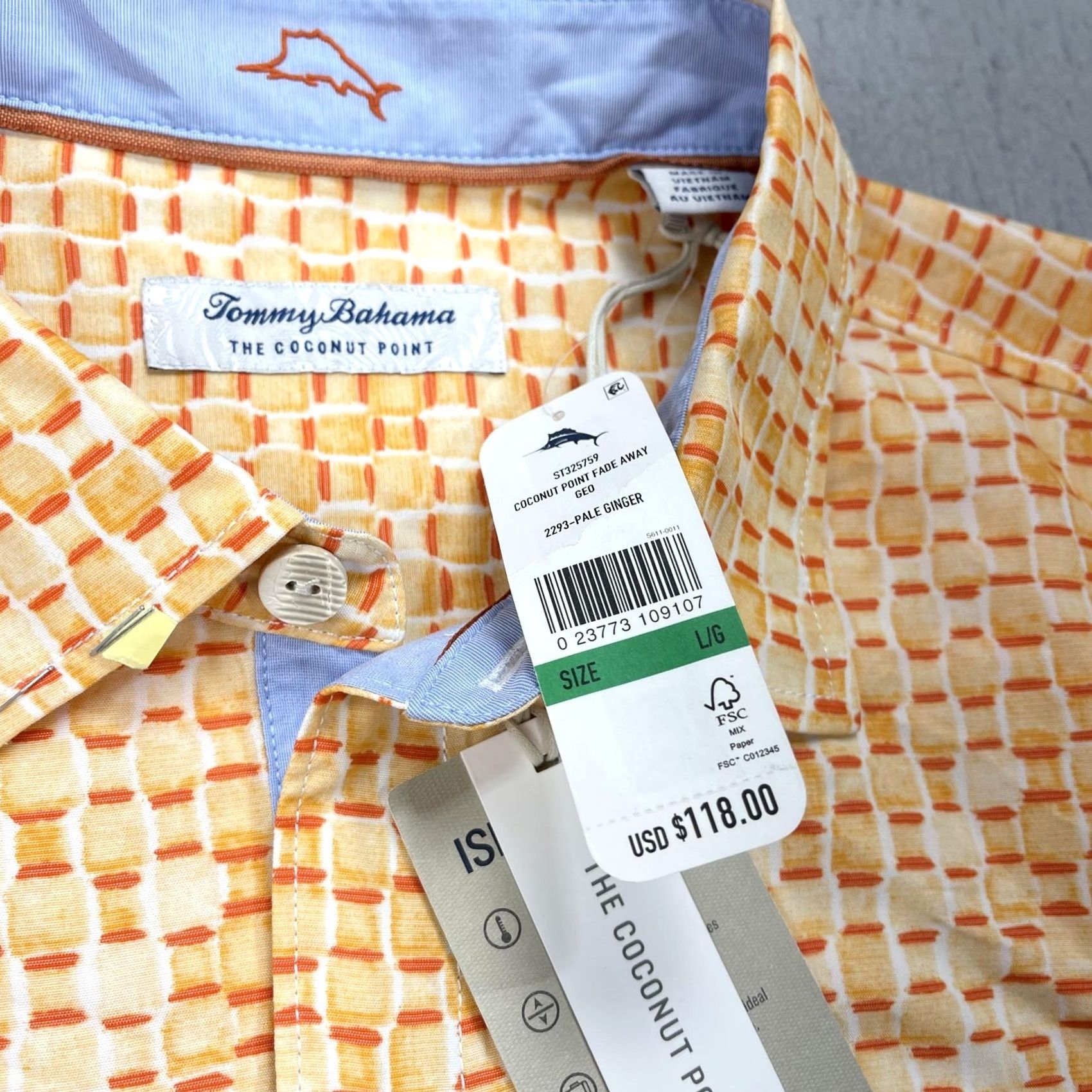 Tommy Bahama Tommy Bahama Shirt Mens L Orange Coconut Point Fade Away Geo IslandZone NWT Size US L / EU 52-54 / 3 - 6 Thumbnail