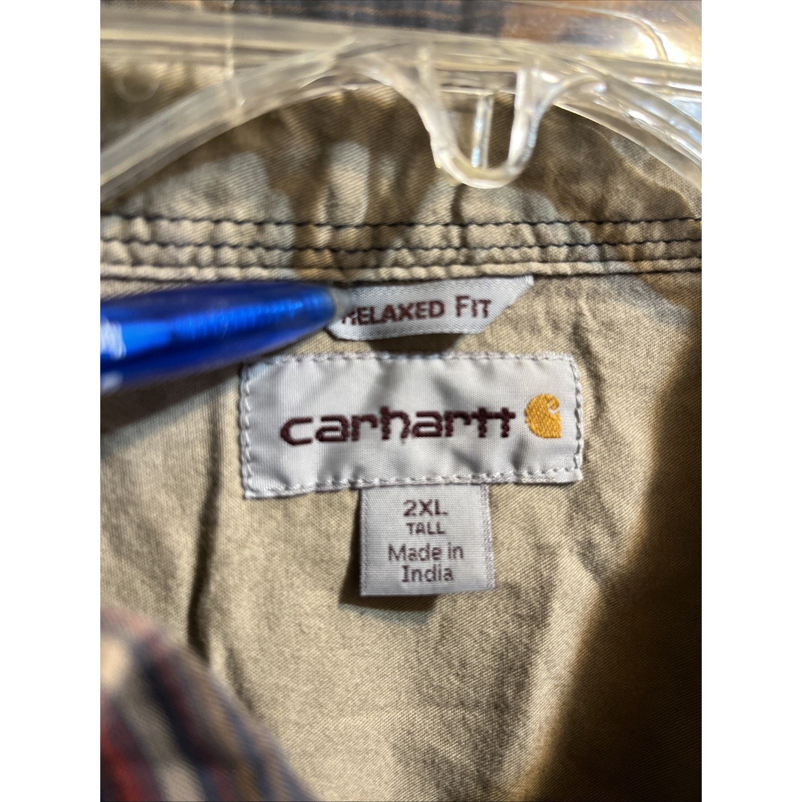 Carhartt Carhartt Shirt Men XXLT Blue Brown Plaid Outdoor Relaxed Fit Size US XXL / EU 58 / 5 - 3 Thumbnail