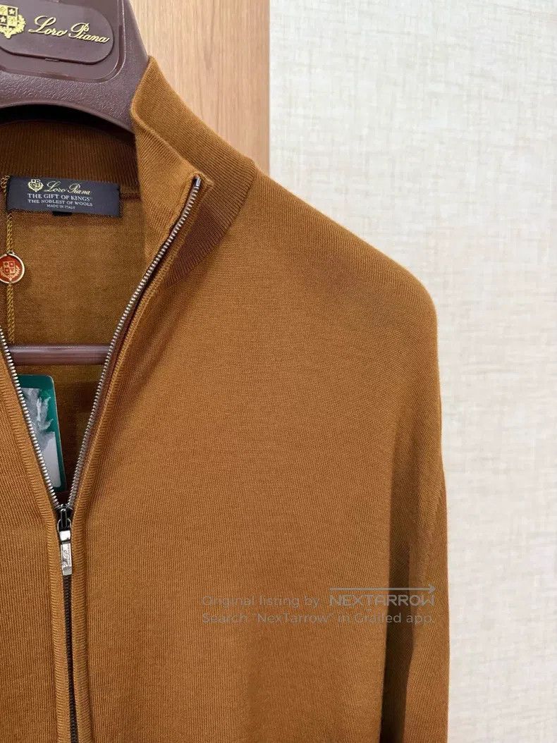 Loro Piana Loro Piana 12 Micron Full Zip Knit Sweater Camel Color Size US L / EU 52-54 / 3 - 5 Thumbnail