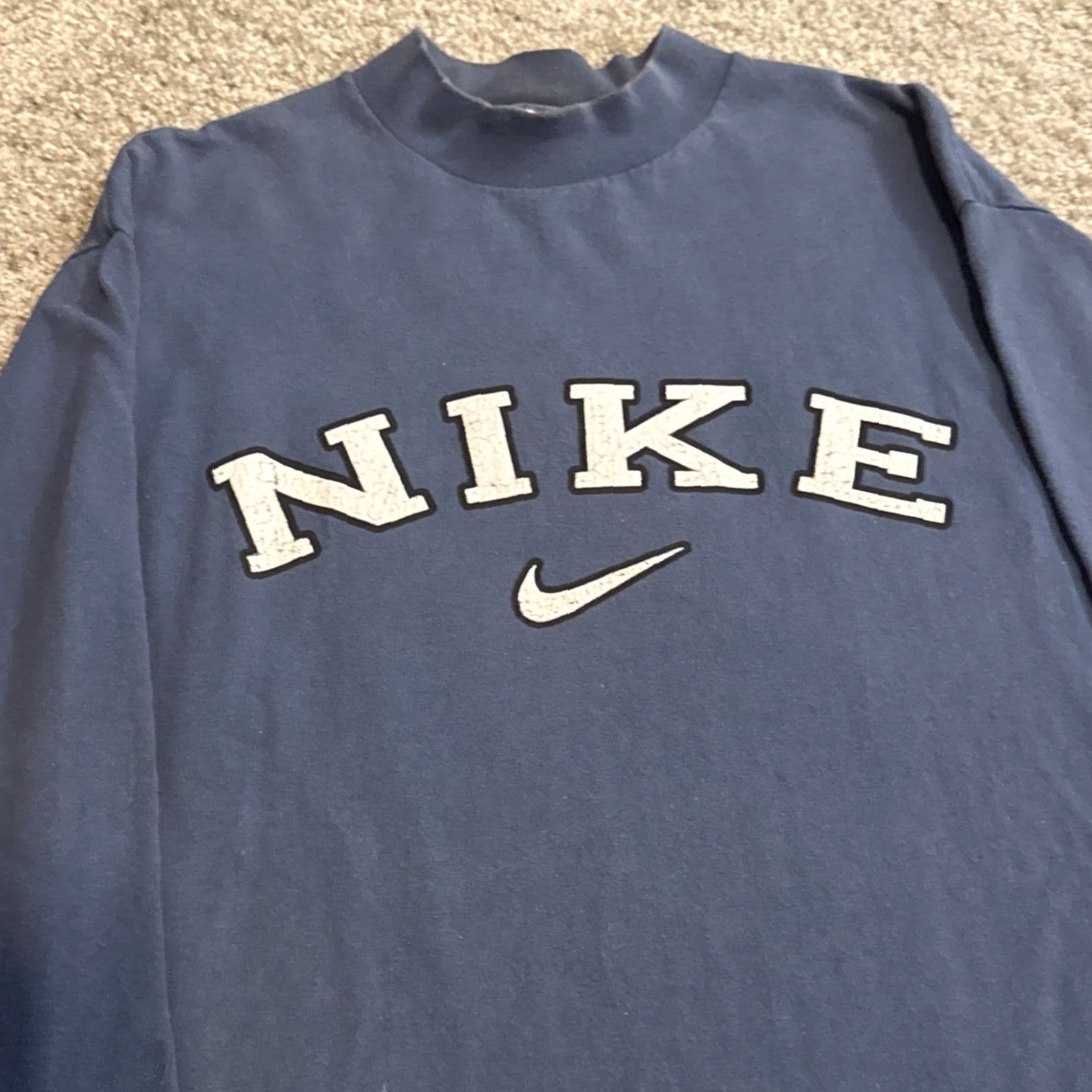 Nike VINTAGE Nike Spell Out Swoosh Mock Neck Shirt M Light Blue 90s Mens Size US M / EU 48-50 / 2 - 4 Thumbnail