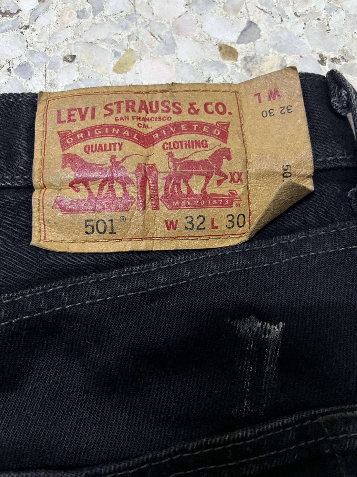 Levi's Vintage Clothing Levi’s 501 Black Distressed Jeans, Worn Fade Style Size US 33 - 5 Thumbnail