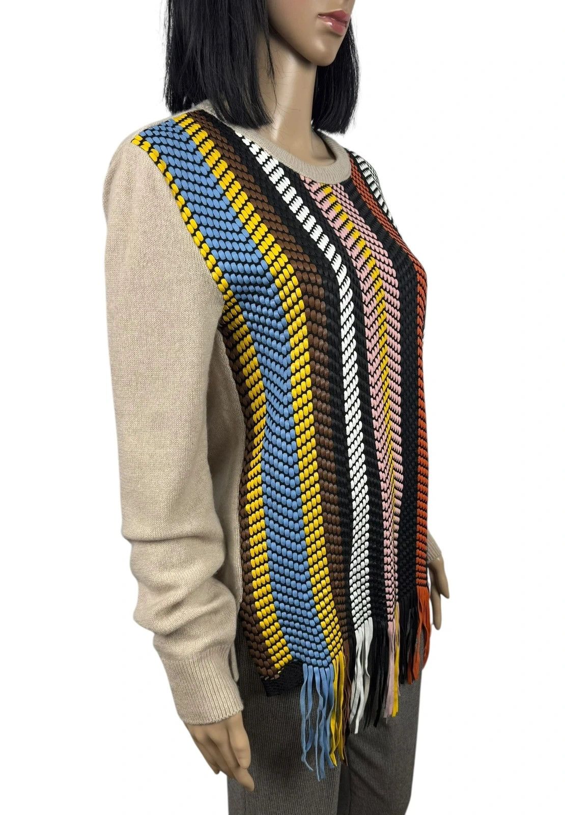 Tory Burch Tory Burch Sweater Wool Cashmere Leather Front Woven size M Size M / US 6-8 / IT 42-44 - 4 Thumbnail