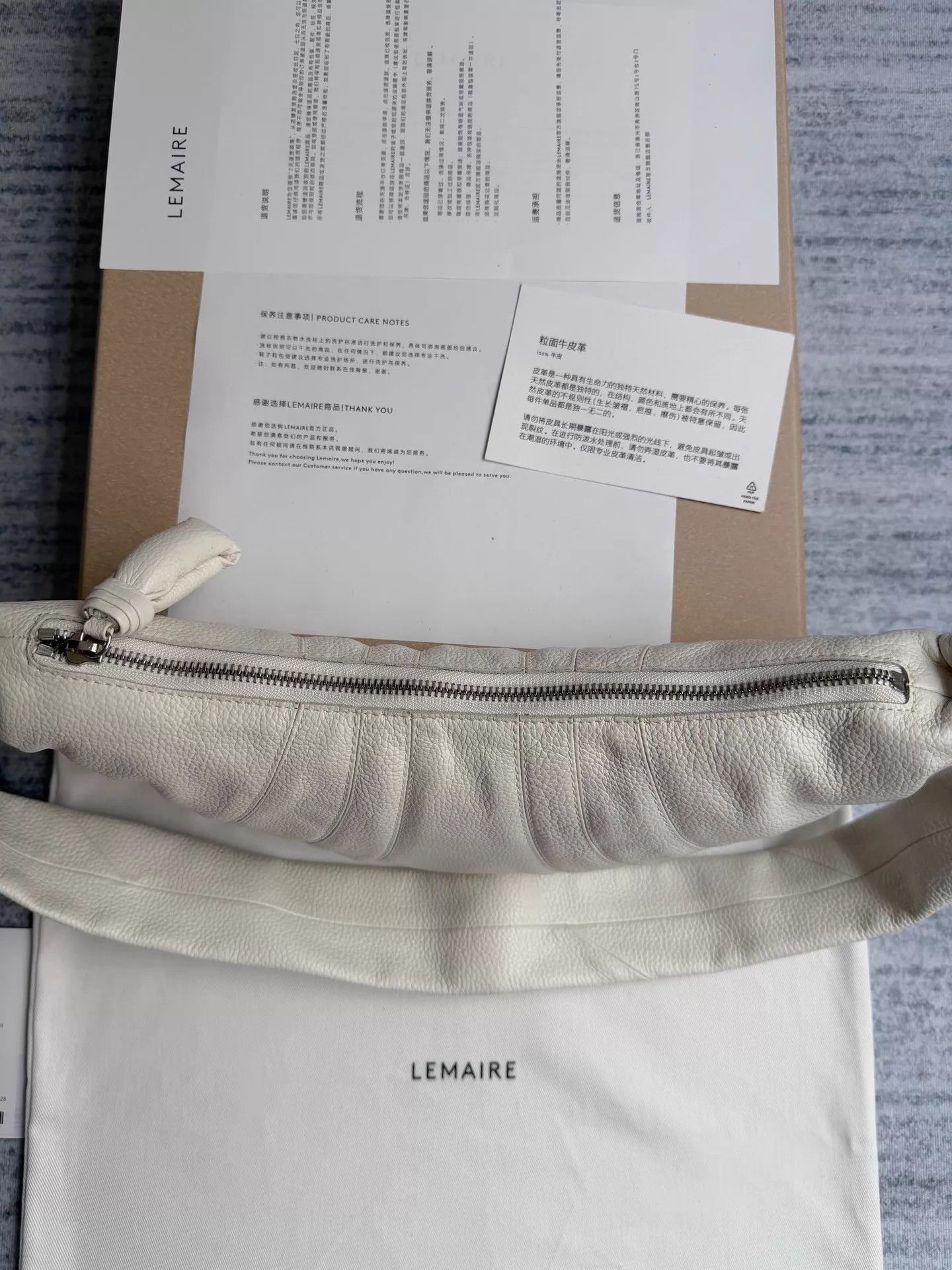 Lemaire Lemaire CroissantBag ChalkWhite GrainLeather Small Size ONE SIZE - 3 Thumbnail