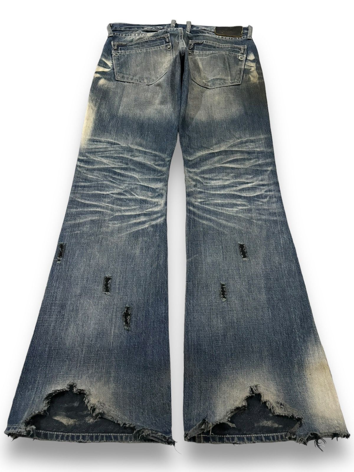 If Six Was Nine Vintage Army of NO! Patched Distressed Flare Grunge Jeans Size US 30 / EU 46 - 2 Thumbnail