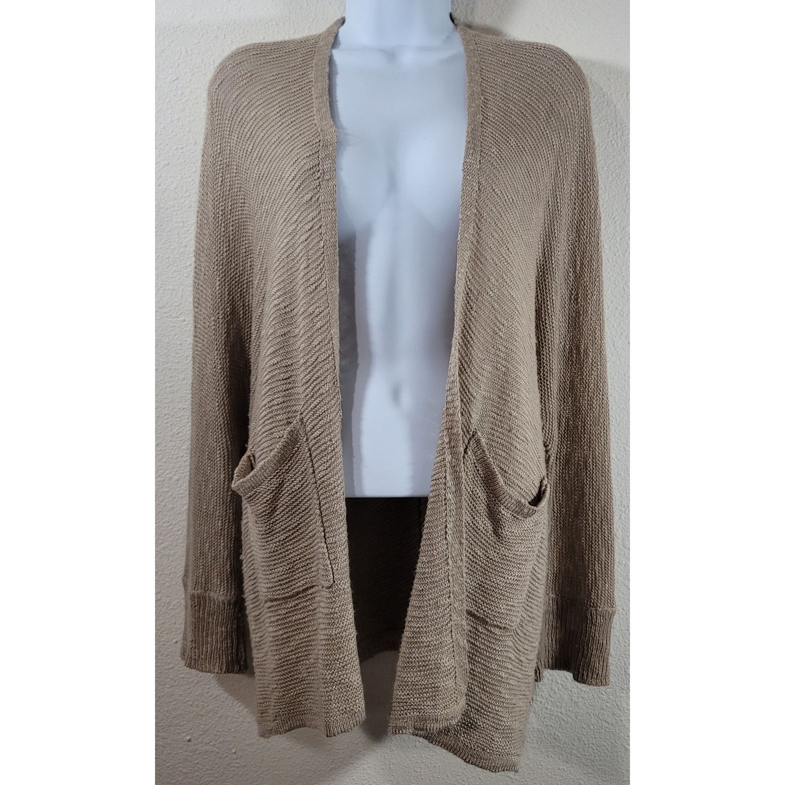 Other Altar'd State Tan Slub Knit Open Front Cardigan Large Size L / US 10 / IT 46 - 1 Thumbnail