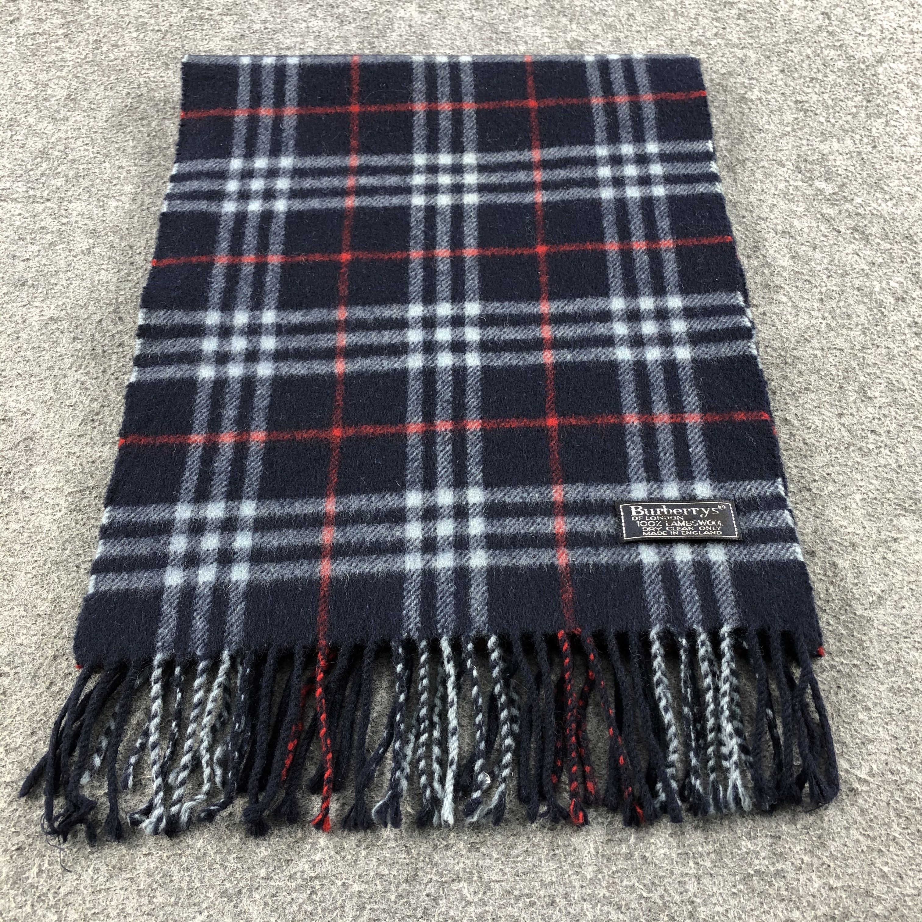 Burberry Burberrys Nova Check Blue Wool Scarf Muffler V695 Size ONE SIZE - 2 Thumbnail