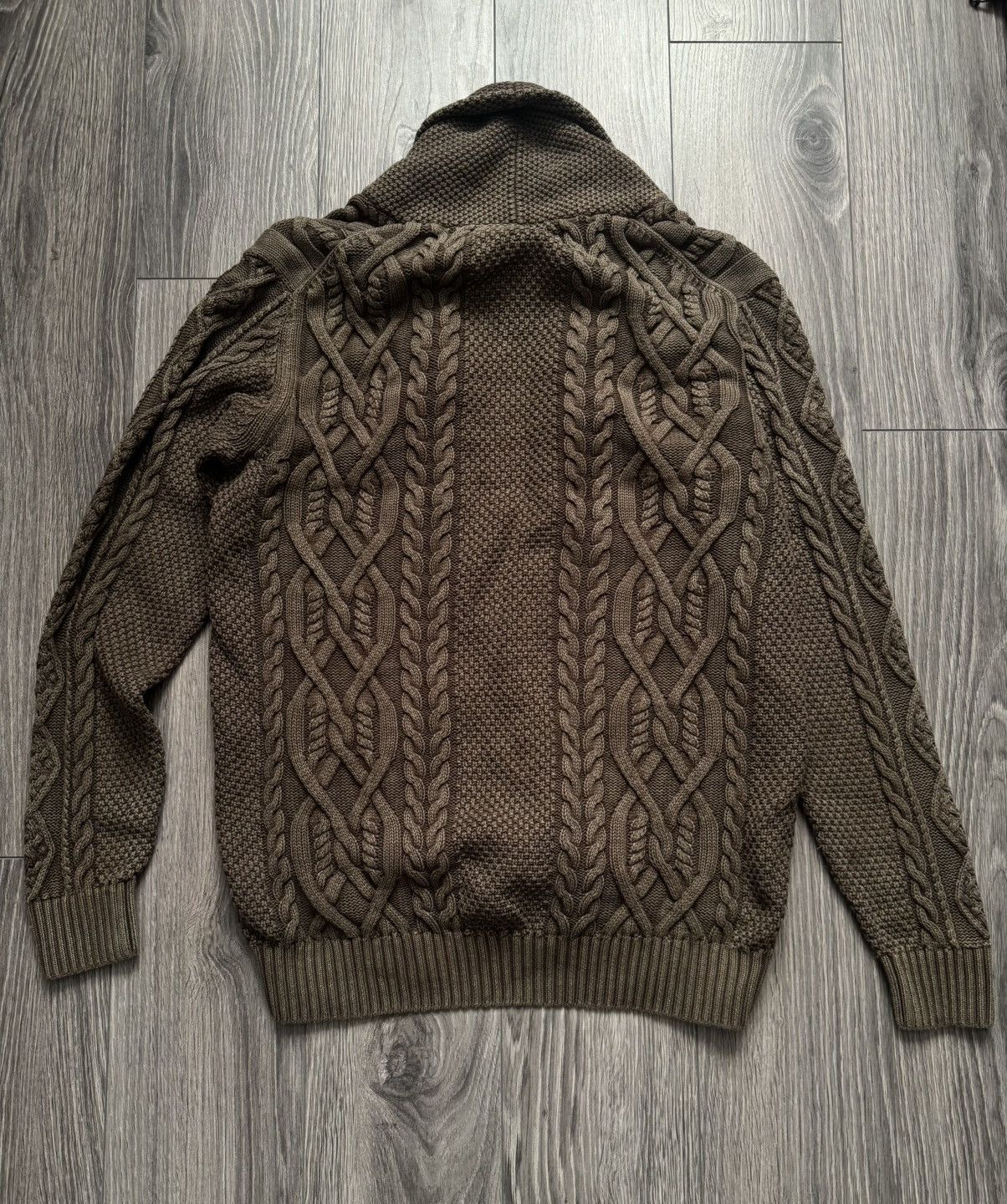 Hackett Hackett Washed Cable Shawl Sweater L Size US L / EU 52-54 / 3 - 10 Thumbnail
