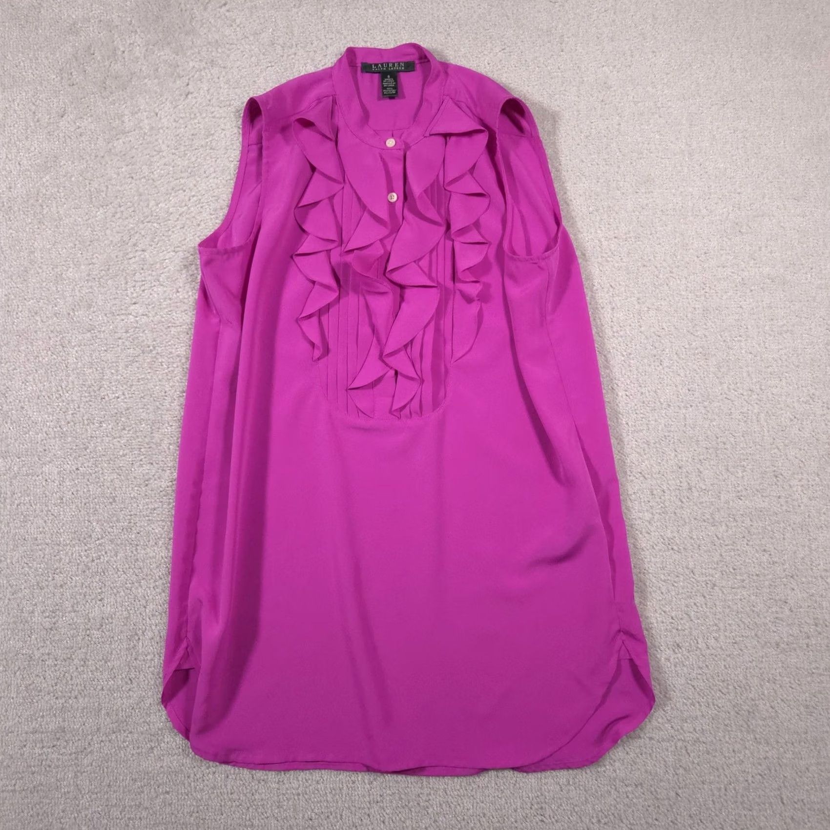 Ralph Lauren Lauren Ralph Lauren Blouse Womens 8 Pink Ruffle Sleeveless Tunic Top Dressy Size M / US 6-8 / IT 42-44 - 2 Thumbnail