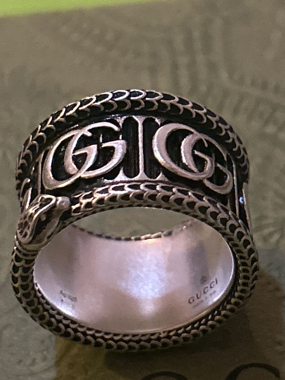 Gucci Gucci Silver Marmont Snake Ring with Double G AG925 Size ONE SIZE - 6 Thumbnail