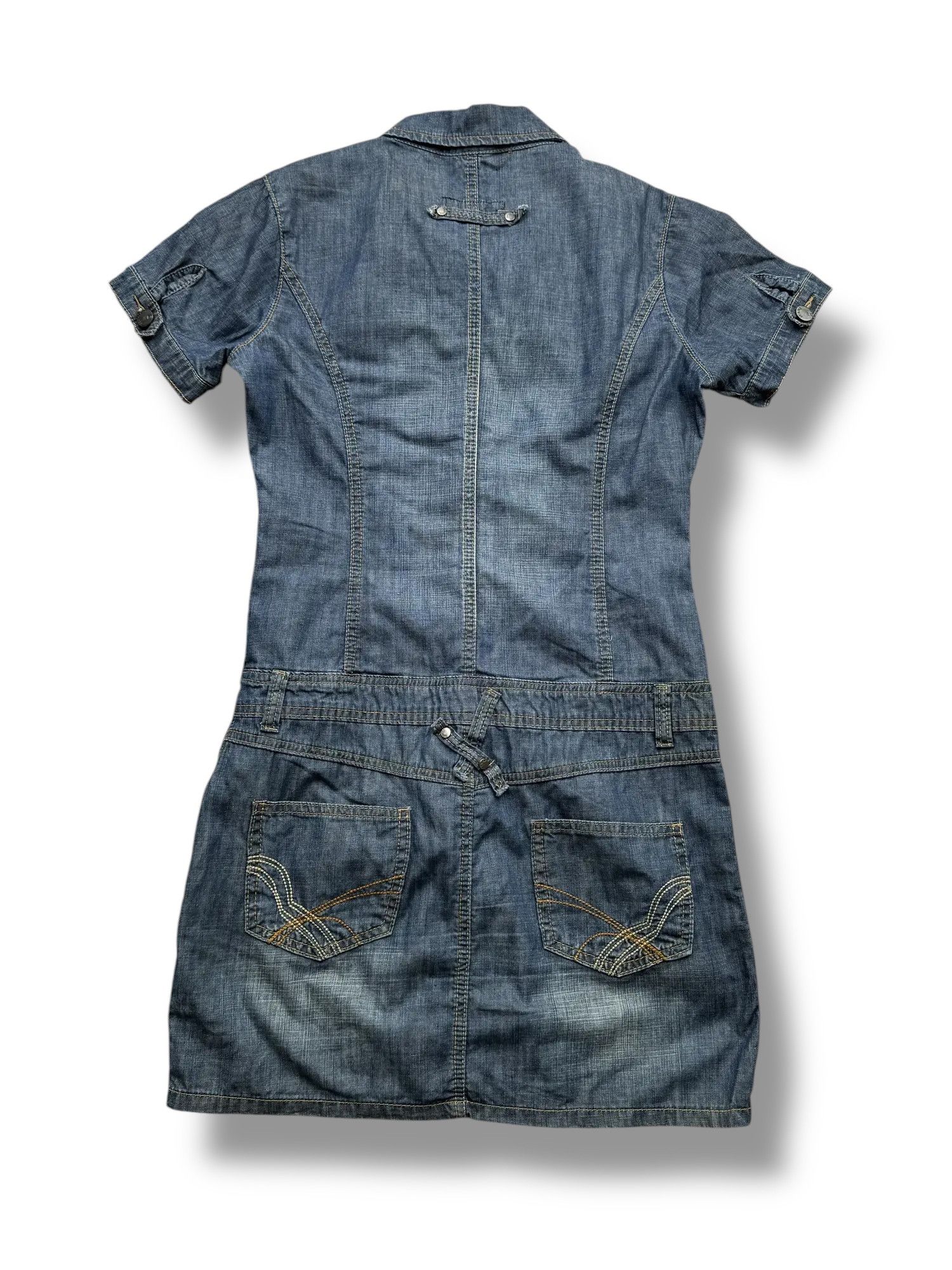 Vintage Y2K Denim Dress(V389) Size M / US 6-8 / IT 42-44 - 4 Thumbnail