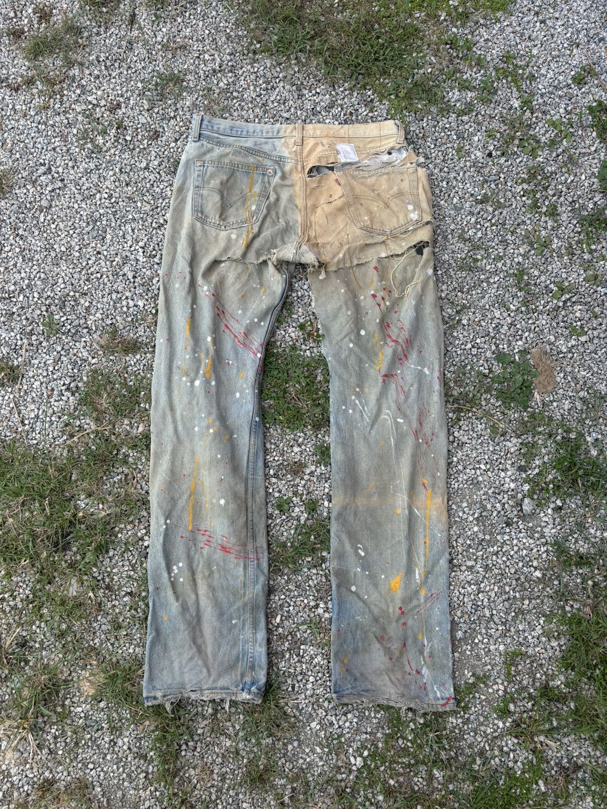 Levi's 🔥LEVIS 501🇺🇸 MADE IN USA THRASHED DISTRESS RIPPED DENIM Size US 36 / EU 52 - 4 Thumbnail