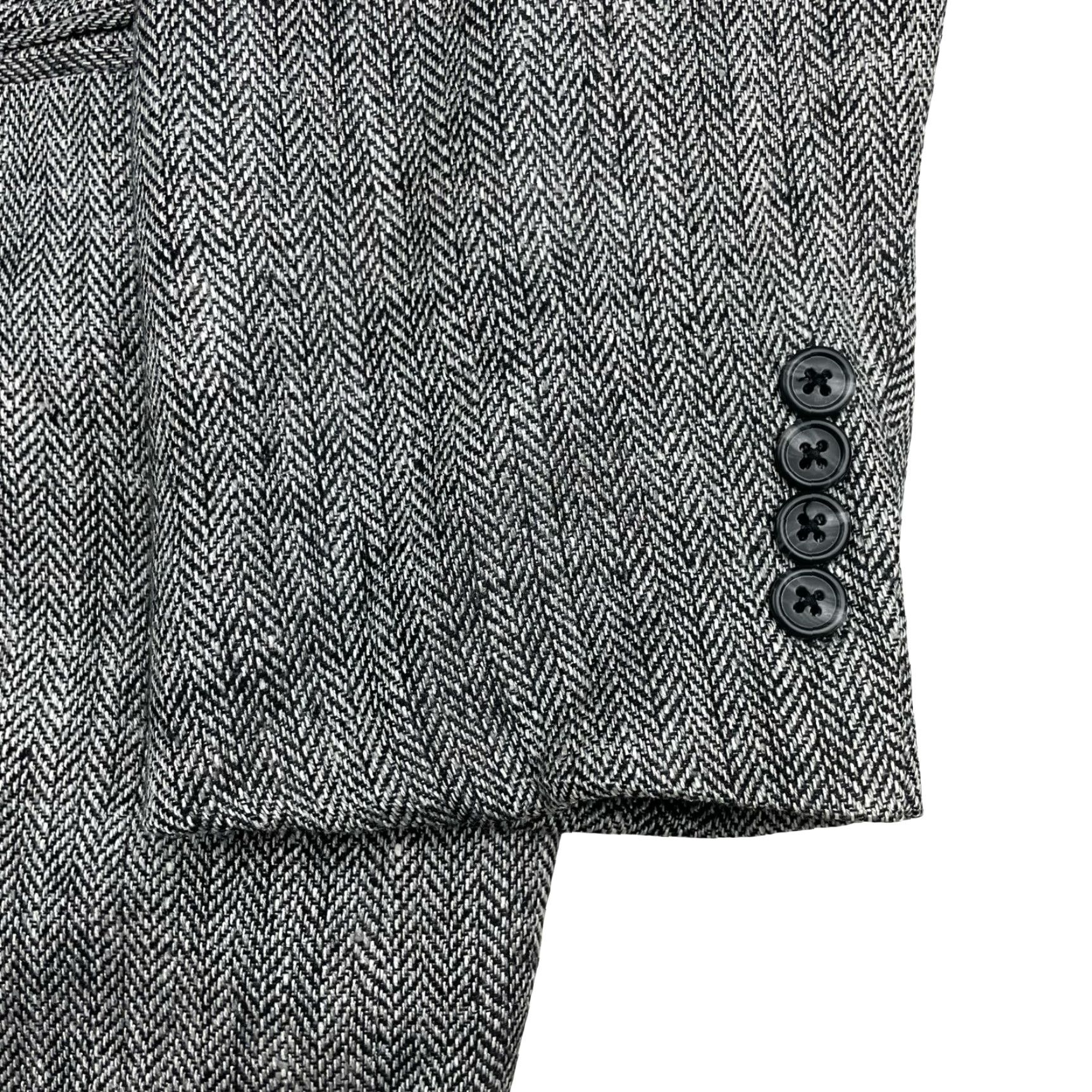 Stafford Stafford Men’s Blazer Jacket Gray Herringbone 100% Silk 2-Button 48R Size 48R - 4 Thumbnail