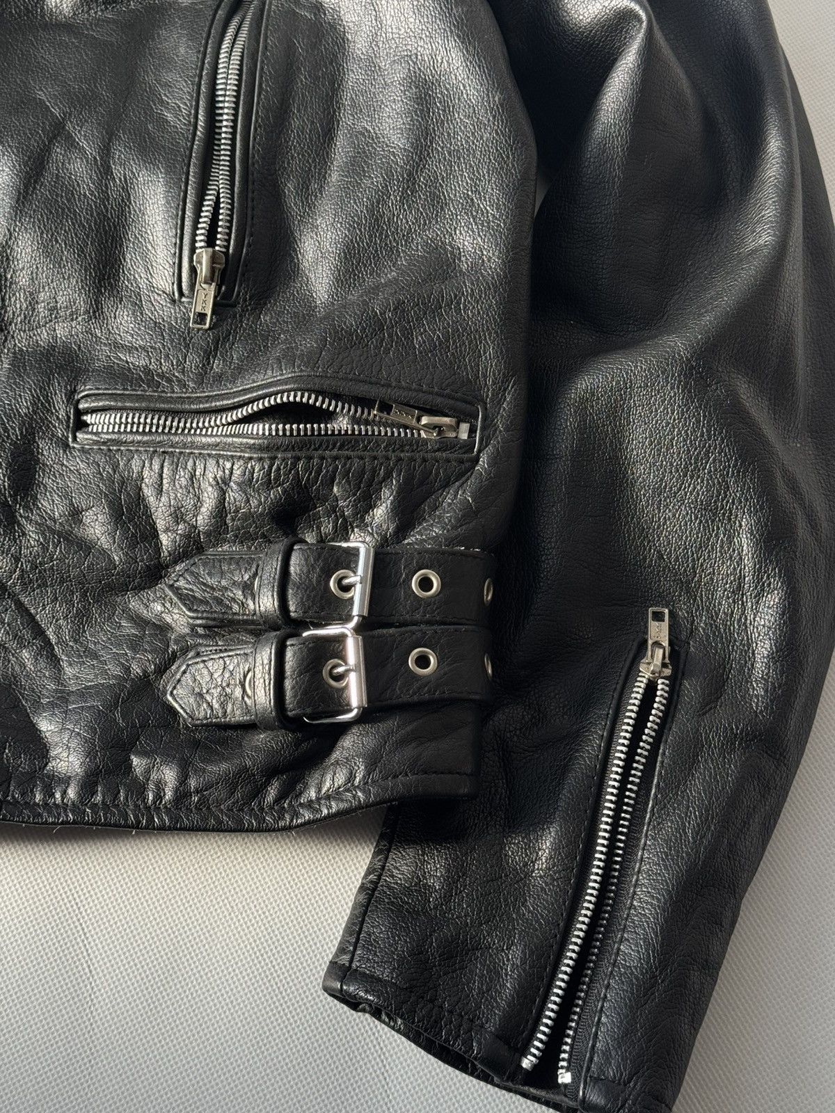 Vintage Vintage Leather Jacket Black Large Zip Up Motorcycle Biker Size US L / EU 52-54 / 3 - 14 Thumbnail
