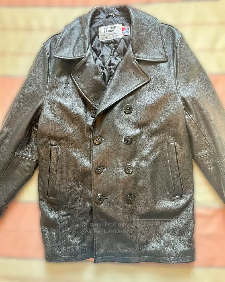 Schott Schott 740 Sheepskin Navy Coat Size US XL / EU 56 / 4 - 1 Thumbnail