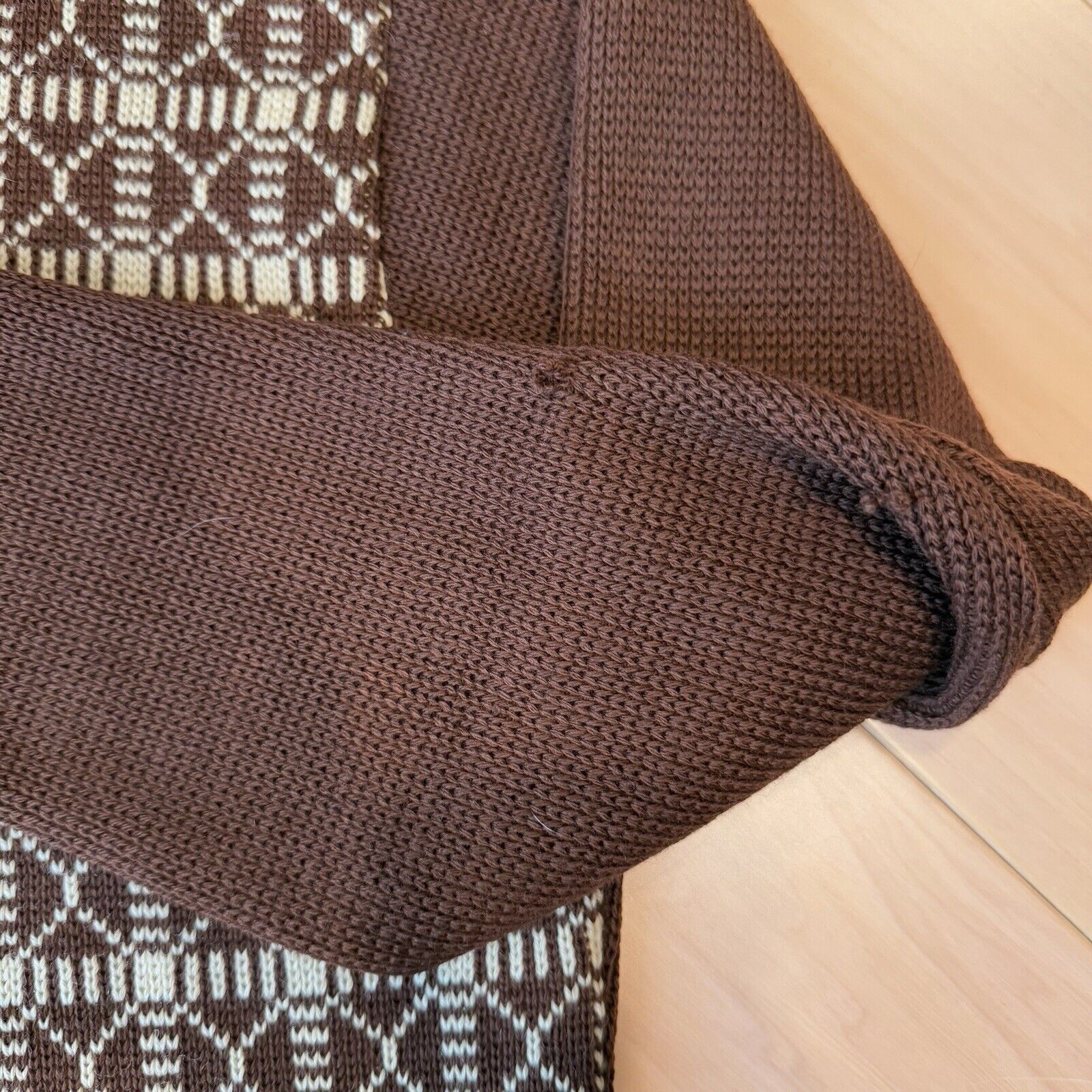 Vintage Vintage Kaso Knit Cardigan Women's L Brown Argyle Worsted Size L / US 10 / IT 46 - 6 Thumbnail