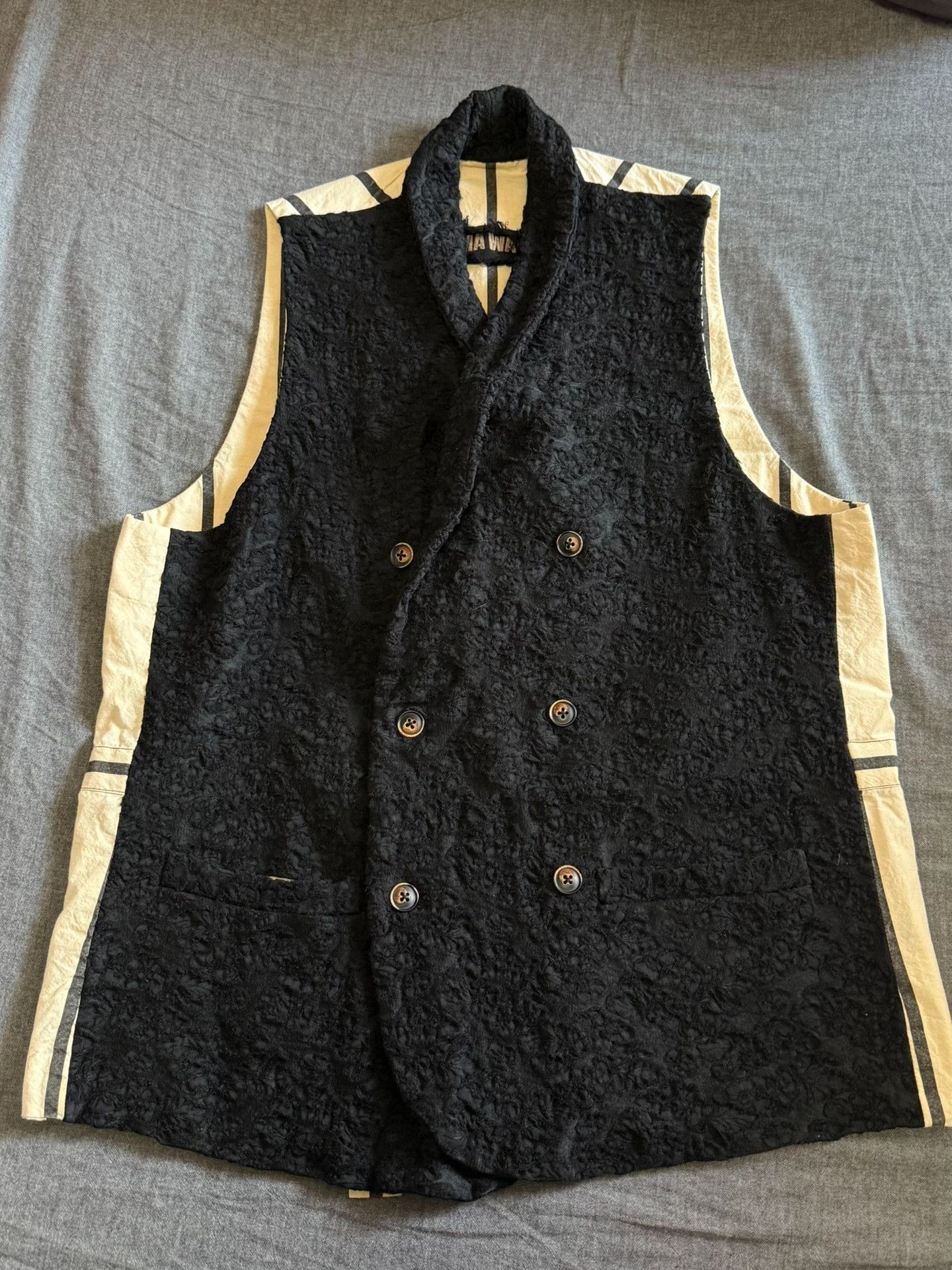 Uma Wang Uma Wang Men's Double-Breasted Shawl Vest Size US S / EU 44-46 / 1 - 1 Thumbnail